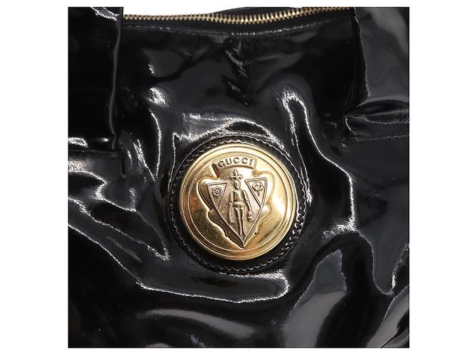 Borsa a Mano GUCCI Smalto Nero Oro 197020 Auth BA8750 D'oro - vista 15