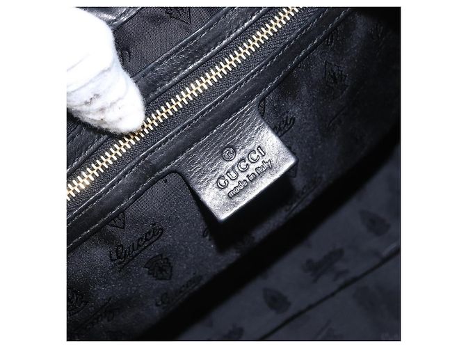 Borsa a Mano GUCCI Smalto Nero Oro 197020 Auth BA8750 D'oro - vista 16