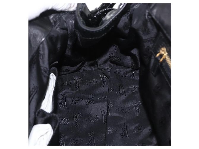 Borsa a Mano GUCCI Smalto Nero Oro 197020 Auth BA8750 D'oro - vista 19