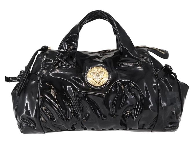 Borsa a Mano GUCCI Smalto Nero Oro 197020 Auth BA8750 D'oro - vista 2