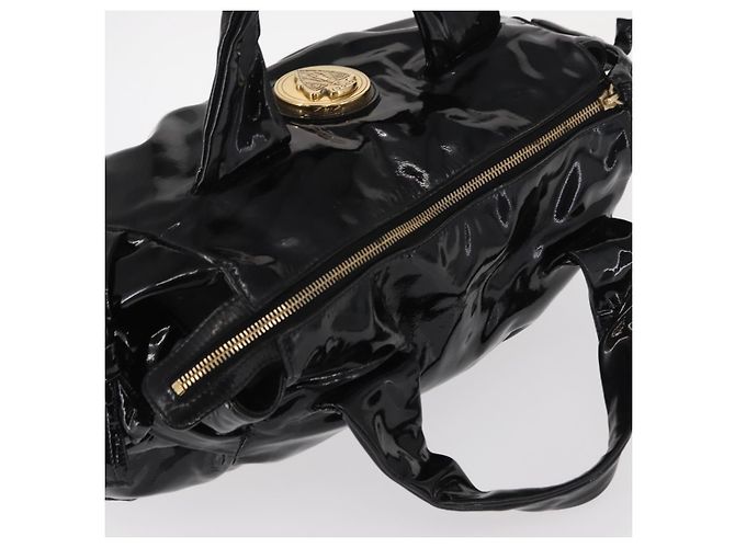 Borsa a Mano GUCCI Smalto Nero Oro 197020 Auth BA8750 D'oro - vista 6