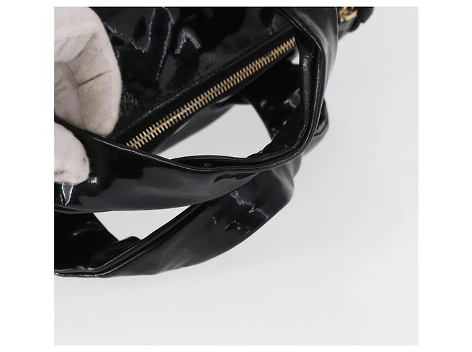 Borsa a Mano GUCCI Smalto Nero Oro 197020 Auth BA8750 D'oro - vista 7