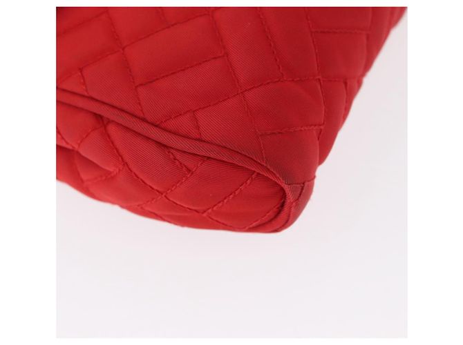 PRADA Bolso de Hombro con Cadena Nylon Rojo Dorado Auth 156490 Roja - vista 10