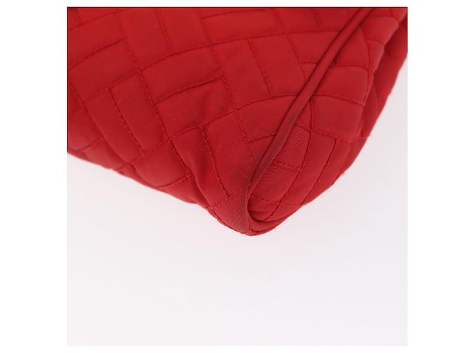 PRADA Bolso de Hombro con Cadena Nylon Rojo Dorado Auth 156490 Roja - vista 11
