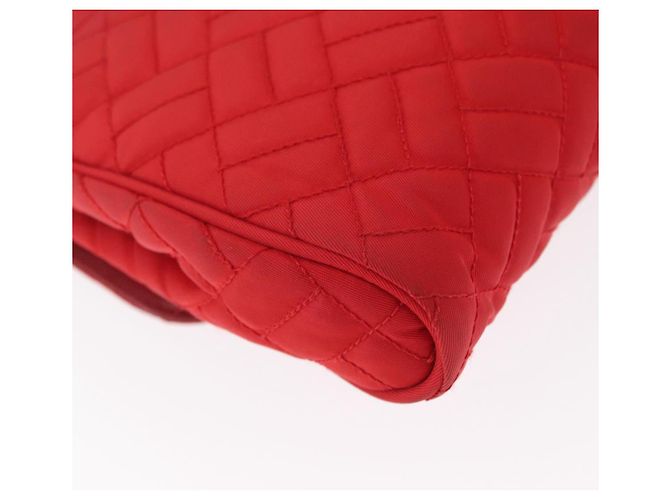 PRADA Bolso de Hombro con Cadena Nylon Rojo Dorado Auth 156490 Roja - vista 12