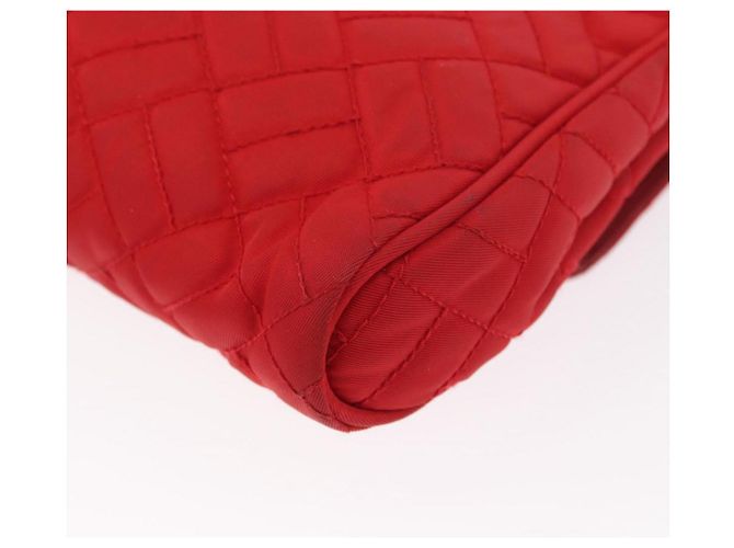 PRADA Bolso de Hombro con Cadena Nylon Rojo Dorado Auth 156490 Roja - vista 13