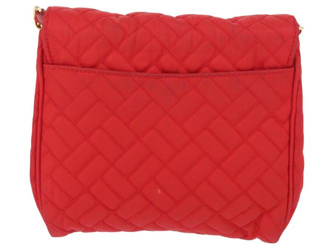 PRADA Bolso de Hombro con Cadena Nylon Rojo Dorado Auth 156490 Roja - vista 3