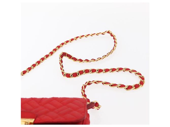 PRADA Bolso de Hombro con Cadena Nylon Rojo Dorado Auth 156490 Roja - vista 8
