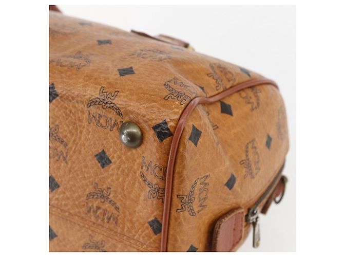 Borsa Boston Mini Vicetos Logogram MCM in pelle PVC marrone e oro Auth 151771 D'oro - vista 12
