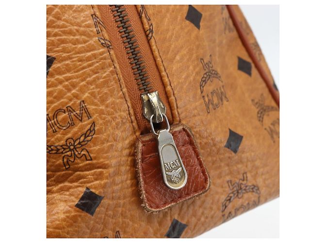 Borsa Boston Mini Vicetos Logogram MCM in pelle PVC marrone e oro Auth 151771 D'oro - vista 15