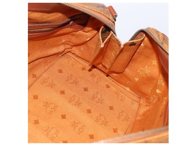 Borsa Boston Mini Vicetos Logogram MCM in pelle PVC marrone e oro Auth 151771 D'oro - vista 18