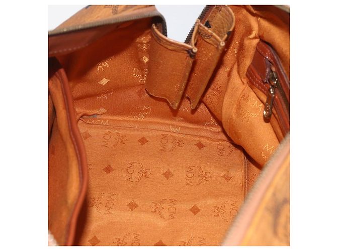 Borsa Boston Mini Vicetos Logogram MCM in pelle PVC marrone e oro Auth 151771 D'oro - vista 19