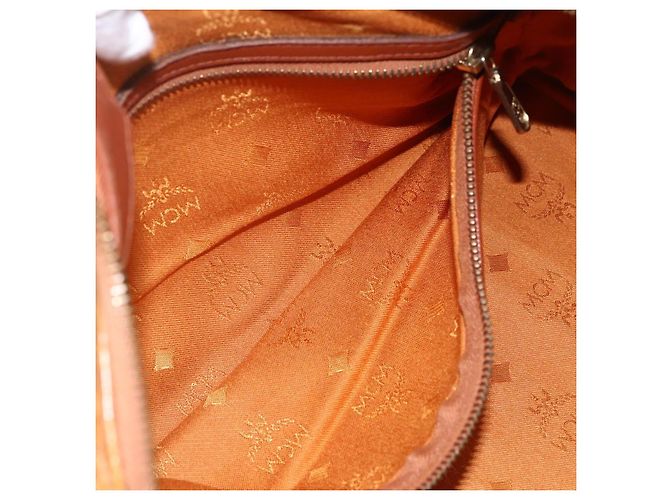 Borsa Boston Mini Vicetos Logogram MCM in pelle PVC marrone e oro Auth 151771 D'oro - vista 20