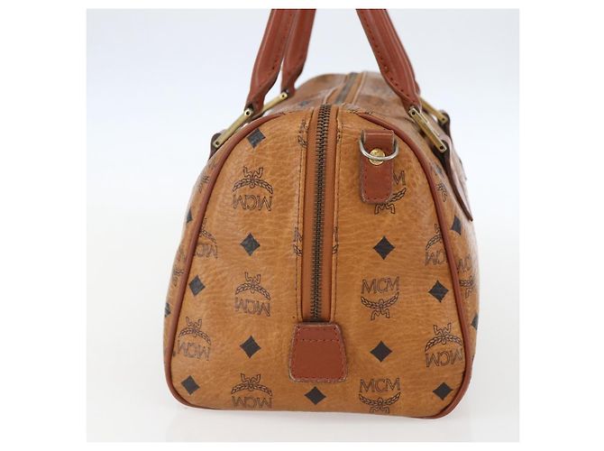 Borsa Boston Mini Vicetos Logogram MCM in pelle PVC marrone e oro Auth 151771 D'oro - vista 5