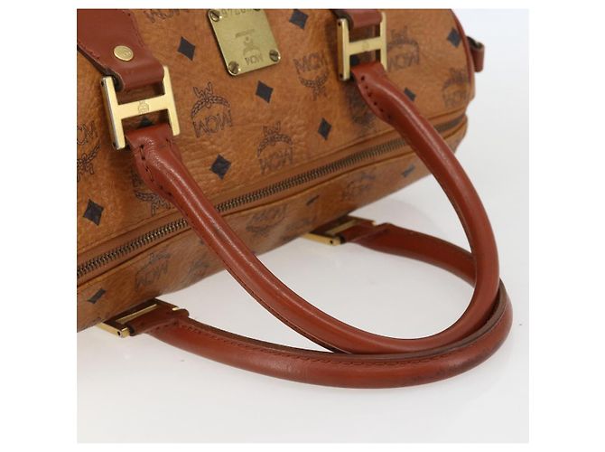 Borsa Boston Mini Vicetos Logogram MCM in pelle PVC marrone e oro Auth 151771 D'oro - vista 7