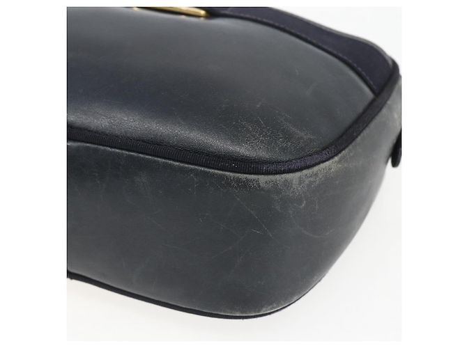Borsa a Spalla Vala in Pelle Blu Navy e Oro Salvatore Ferragamo Auth ka930 D'oro - vista 10