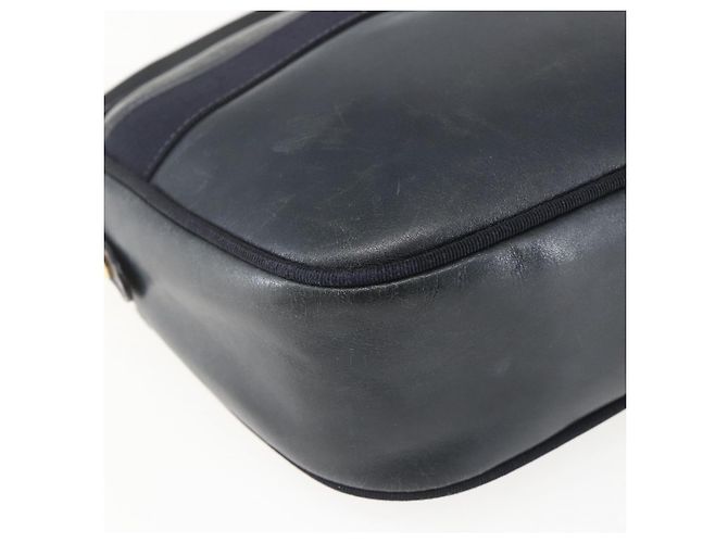 Borsa a Spalla Vala in Pelle Blu Navy e Oro Salvatore Ferragamo Auth ka930 D'oro - vista 11