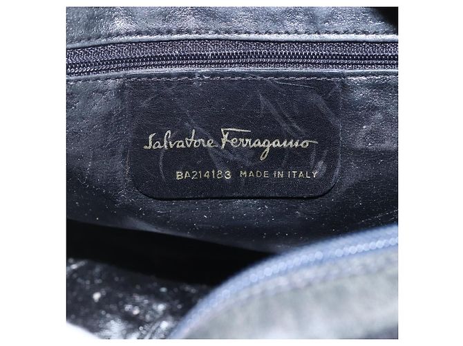 Borsa a Spalla Vala in Pelle Blu Navy e Oro Salvatore Ferragamo Auth ka930 D'oro - vista 16