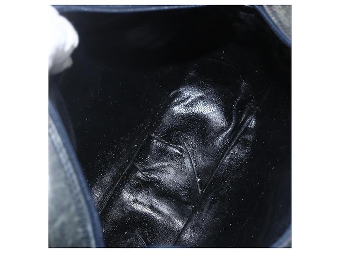 Borsa a Spalla Vala in Pelle Blu Navy e Oro Salvatore Ferragamo Auth ka930 D'oro - vista 18
