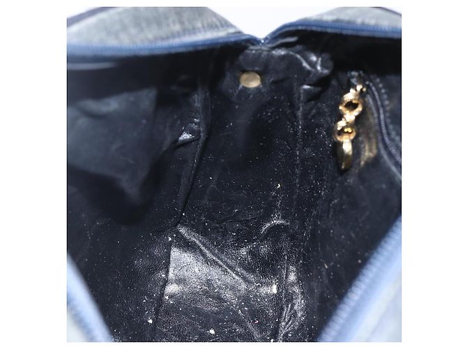 Borsa a Spalla Vala in Pelle Blu Navy e Oro Salvatore Ferragamo Auth ka930 D'oro - vista 20
