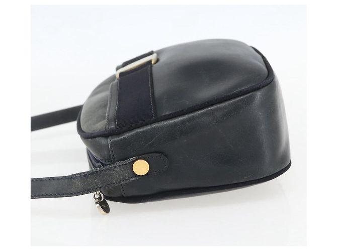 Borsa a Spalla Vala in Pelle Blu Navy e Oro Salvatore Ferragamo Auth ka930 D'oro - vista 4