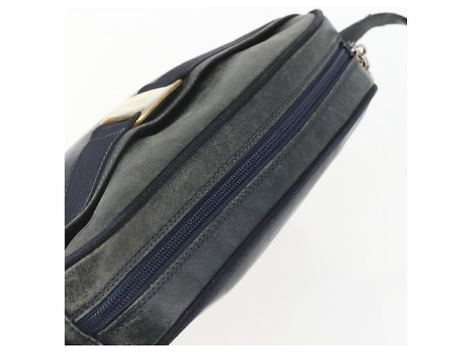 Borsa a Spalla Vala in Pelle Blu Navy e Oro Salvatore Ferragamo Auth ka930 D'oro - vista 6