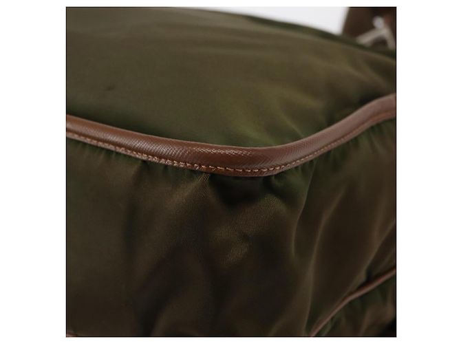 PRADA Shoulder Bag Nylon Khaki Silver Auth BA8644 Silvery - view 13