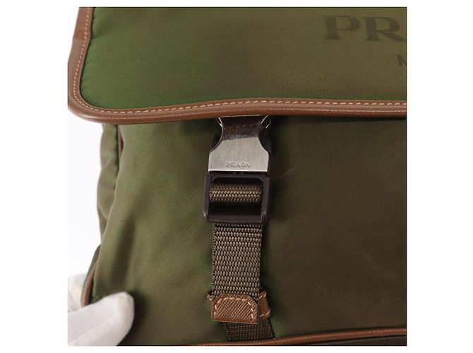 PRADA Shoulder Bag Nylon Khaki Silver Auth BA8644 Silvery - view 15