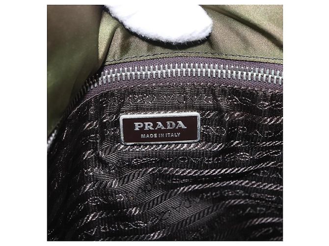PRADA Shoulder Bag Nylon Khaki Silver Auth BA8644 Silvery - view 17