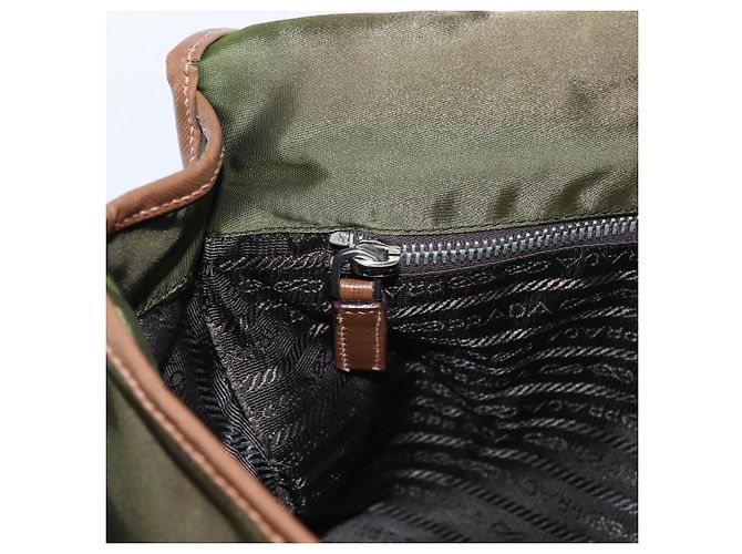 PRADA Shoulder Bag Nylon Khaki Silver Auth BA8644 Silvery - view 21