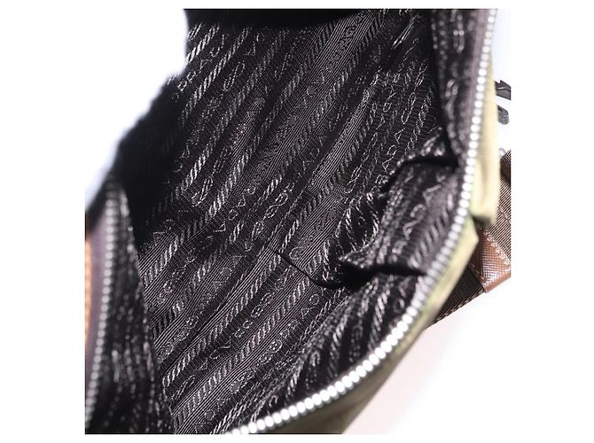 PRADA Shoulder Bag Nylon Khaki Silver Auth BA8644 Silvery - view 24