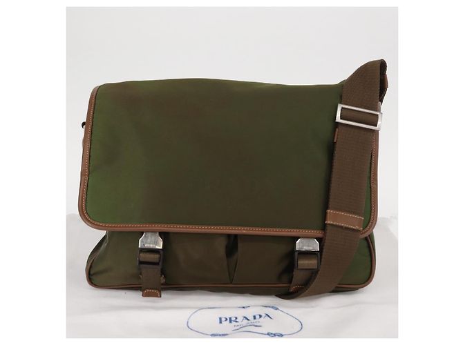 PRADA Shoulder Bag Nylon Khaki Silver Auth BA8644 Silvery - view 27