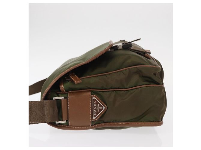 PRADA Shoulder Bag Nylon Khaki Silver Auth BA8644 Silvery - view 5