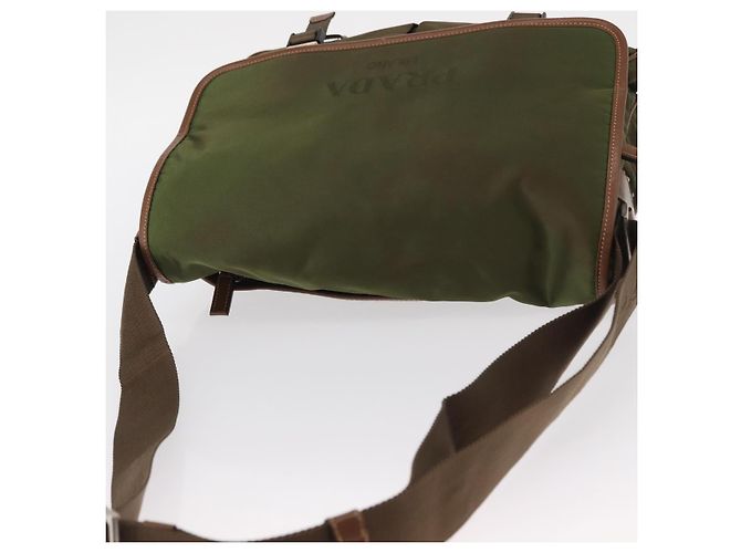 PRADA Shoulder Bag Nylon Khaki Silver Auth BA8644 Silvery - view 6