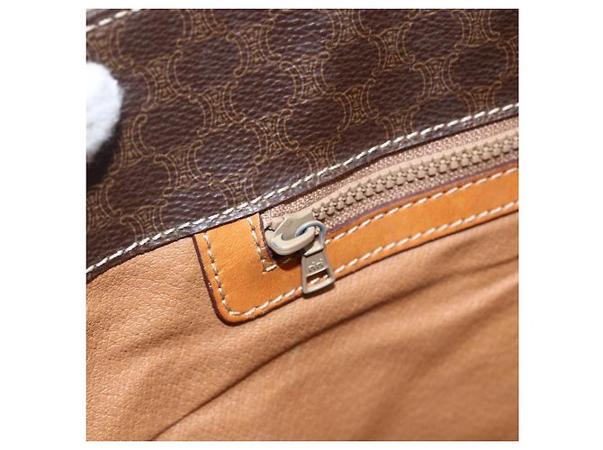 Céline Borsa a mano in tela Macadam CELINE in pelle PVC marrone oro Auth gh1448 D'oro - vista 15
