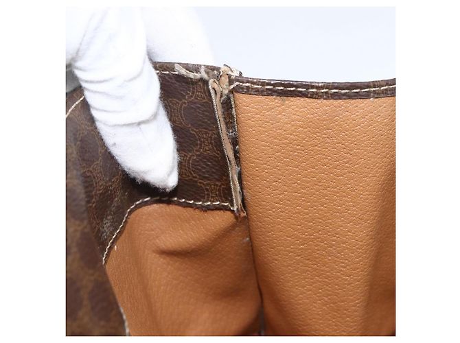 Céline Borsa a mano in tela Macadam CELINE in pelle PVC marrone oro Auth gh1448 D'oro - vista 19