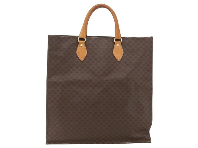 Céline Borsa a mano in tela Macadam CELINE in pelle PVC marrone oro Auth gh1448 D'oro - vista 2