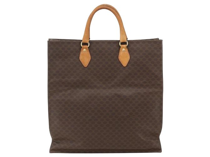 Céline Borsa a mano in tela Macadam CELINE in pelle PVC marrone oro Auth gh1448 D'oro - vista 3