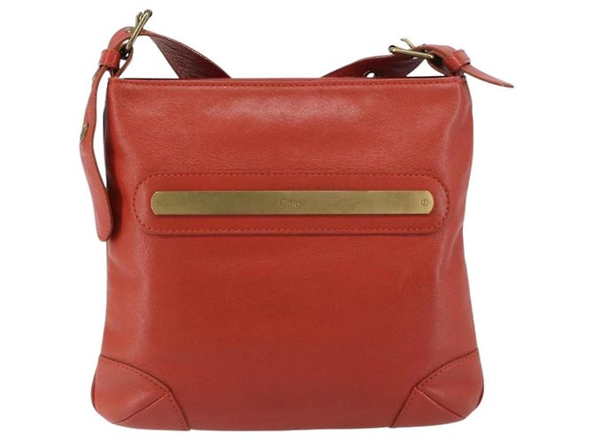 Chloé Bolsa de Ombro de Couro Laranja Auth BA8858 - vista 2