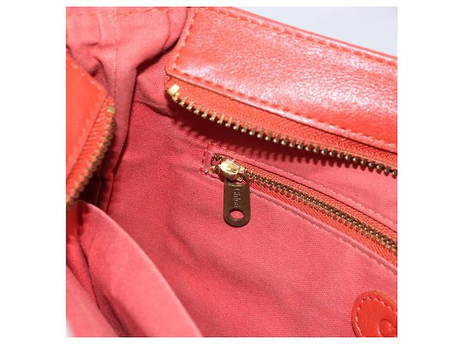 Chloé Bolsa de Ombro de Couro Laranja Auth BA8858 - vista 20