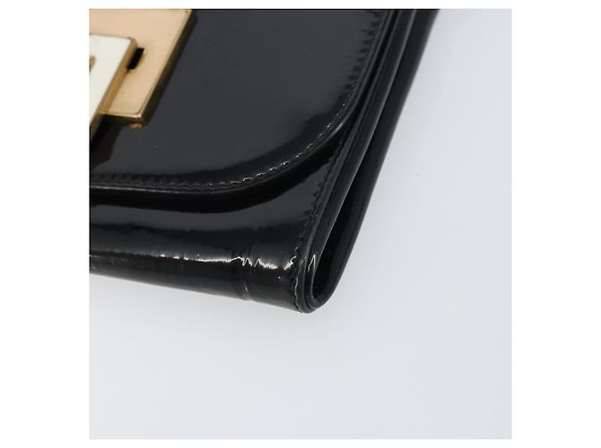 Borsa a Spalla FENDI Smalto Nero Oro Auth 156479 D'oro - vista 10