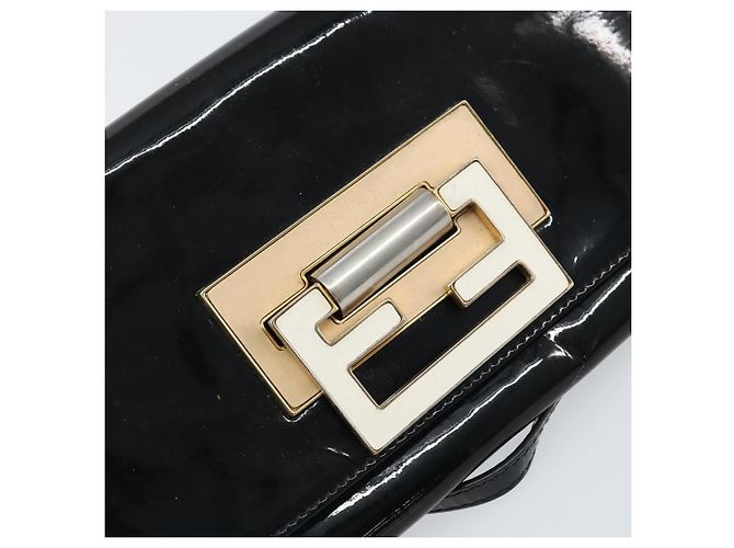 Borsa a Spalla FENDI Smalto Nero Oro Auth 156479 D'oro - vista 14