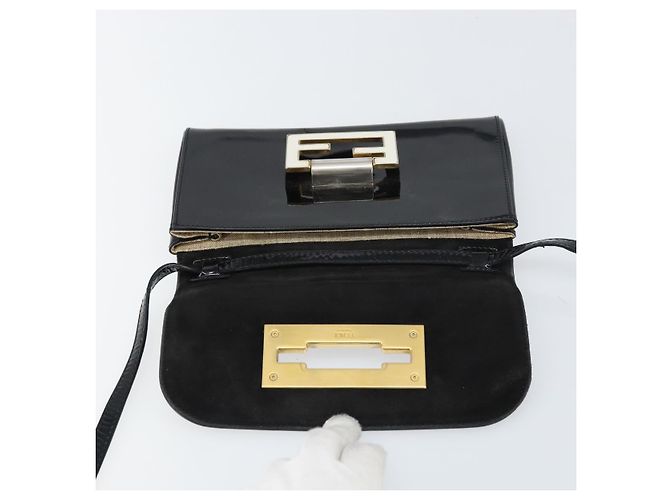 Borsa a Spalla FENDI Smalto Nero Oro Auth 156479 D'oro - vista 15