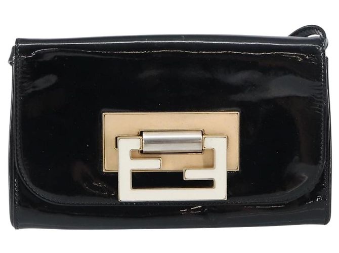 Borsa a Spalla FENDI Smalto Nero Oro Auth 156479 D'oro - vista 2