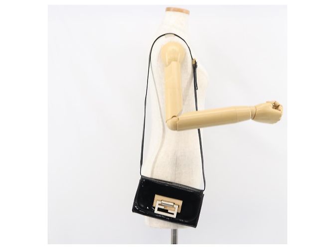 Borsa a Spalla FENDI Smalto Nero Oro Auth 156479 D'oro - vista 22