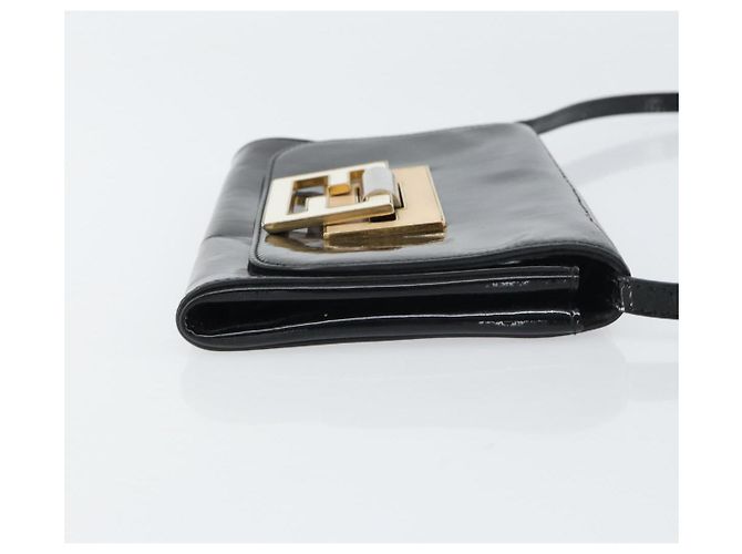 Borsa a Spalla FENDI Smalto Nero Oro Auth 156479 D'oro - vista 4