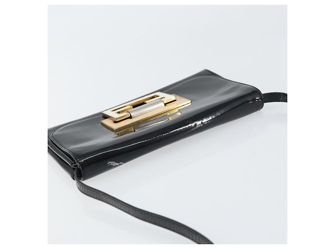 Borsa a Spalla FENDI Smalto Nero Oro Auth 156479 D'oro - vista 6