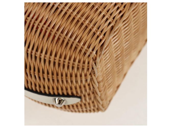 Borsa Cesta PRADA in vimini pelle bianca beige argento autentica mr1668SAM Bianco - vista 12