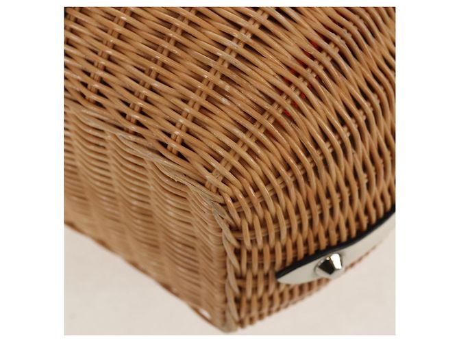 Borsa Cesta PRADA in vimini pelle bianca beige argento autentica mr1668SAM Bianco - vista 13