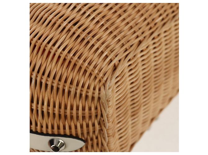 Borsa Cesta PRADA in vimini pelle bianca beige argento autentica mr1668SAM Bianco - vista 14